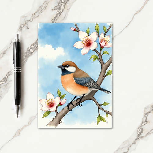 Azure Bird Branch Card