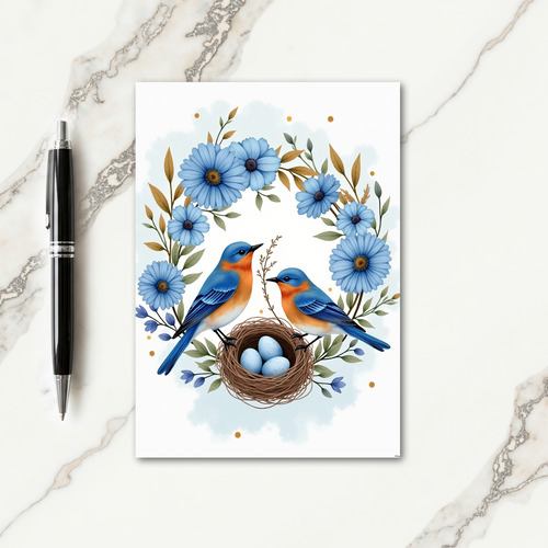Azure Birds Nest Mothers Day Card