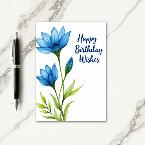 Azure Bloom Birthday Card