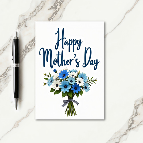 Azure Blooms Bouquet Card