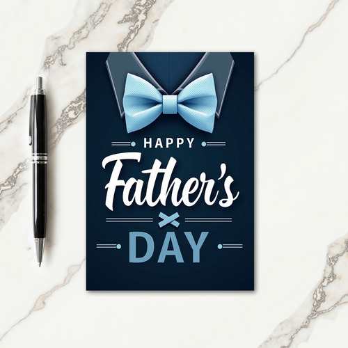 Azure Bow Tie Fathers Day Card