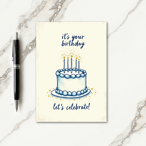 Azure Cake Birthday Card