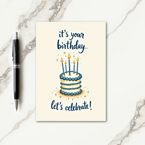 Azure Cake Birthday Wish Card