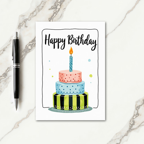 Azure Candle Birthday Card