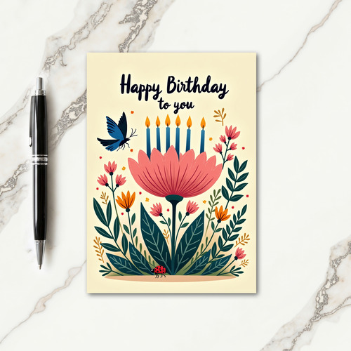 Azure Candle Birthday Scene Card