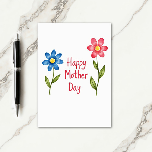 Azure Crimson Floral Mother Card