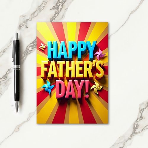Azure Fathers Day Block Letter Card