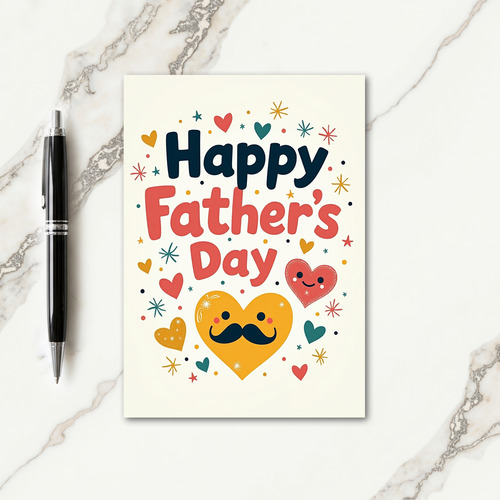 Azure Fathers Day Mustache Card