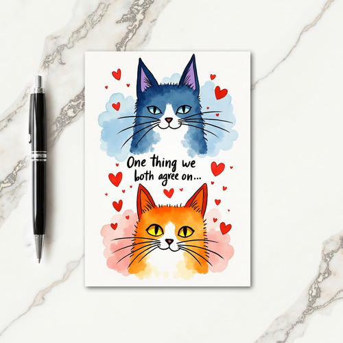 Azure Feline Fathers Day Card
