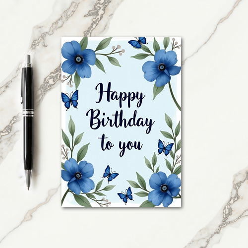 Azure Floral Card