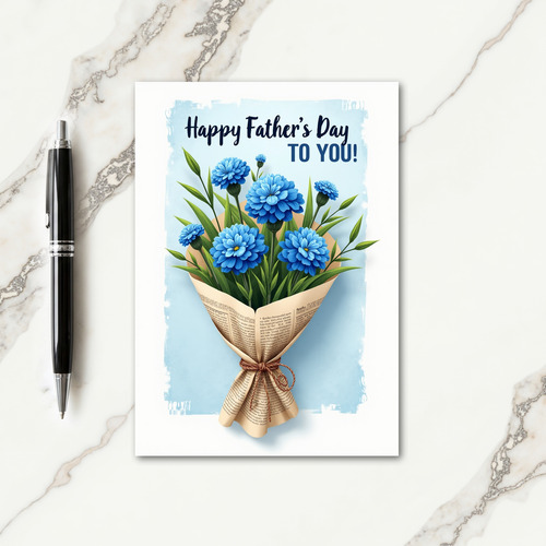 Azure Floral Fathers Day Card