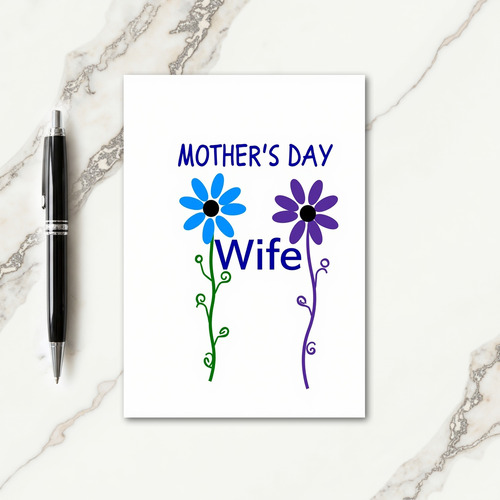 Azure Floral Mothers Day Wife Card