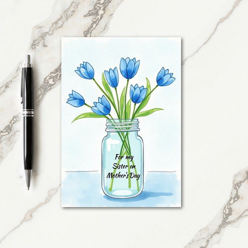 Azure Floral Sisters Day Card