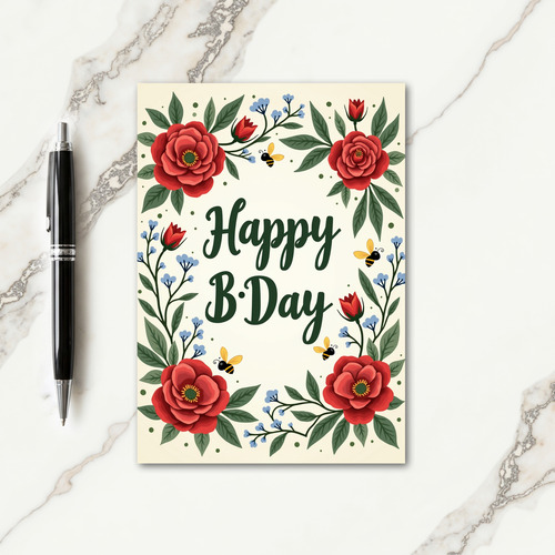 Azure Floret Birthday Card