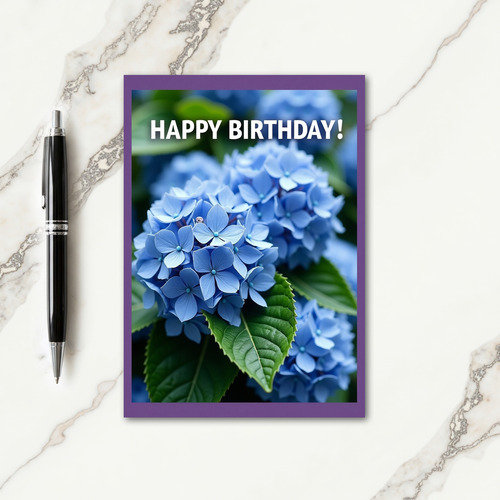 Azure Flower Birthday Card