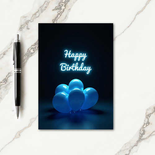 Azure Glow Birthday Card