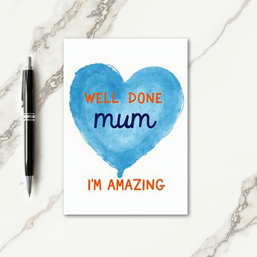 Azure Heart Well Done Mum Card