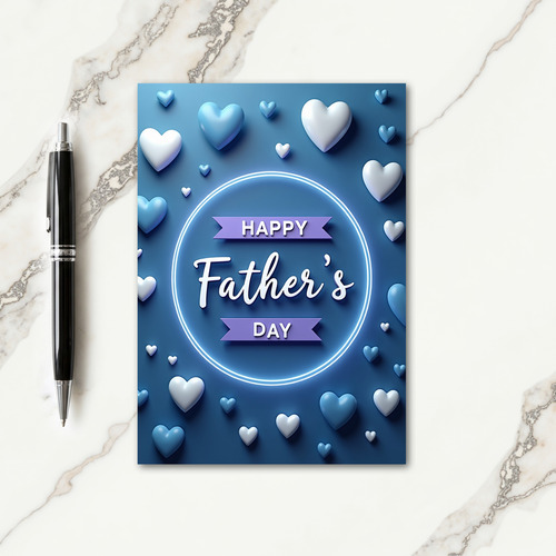 Azure Hearts Fathers Day Card