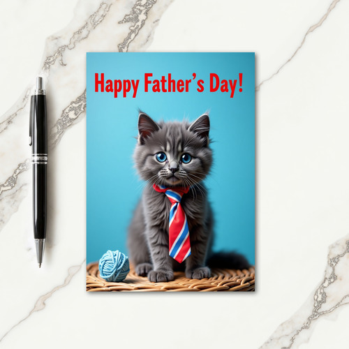 Azure Kitten Fathers Day Card