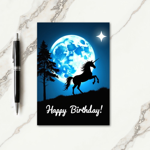 Azure Moon Birthday Card