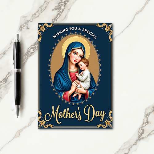 Azure Mother Child Art Card