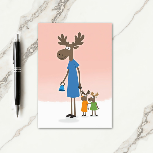 Azure Mother Deer Family Card