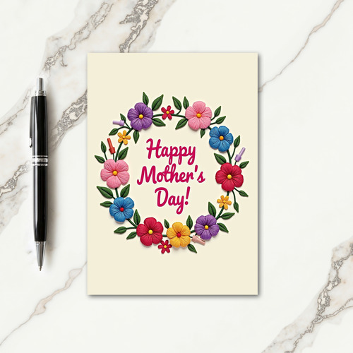 Azure Mothers Day Wreath Card