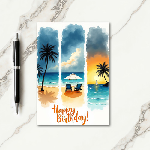 Azure Seascape Birthday Card