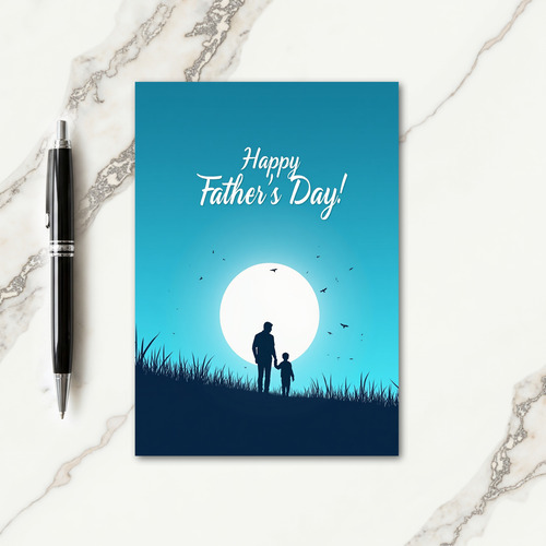 Azure Silhouette Fathers Day Card