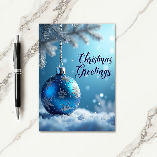 Azure Winter Ornament Card