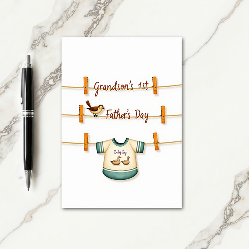 Baby Boy Fathers Day Clothesline Card