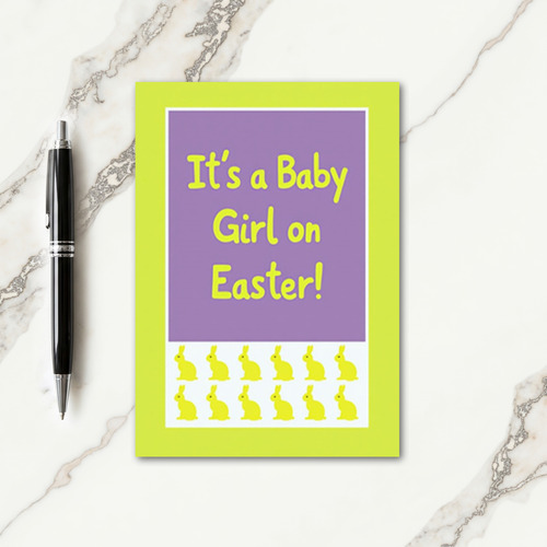 Baby Girl Easter Announcement Card