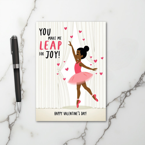 Ballerina Leap Of Joy Valentines Card