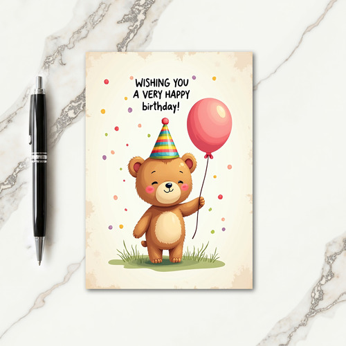 Balloon Bear Birthday Card