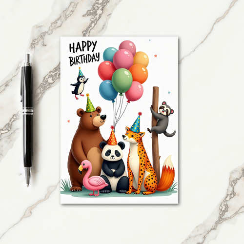 Balloon Friends Birthday Card