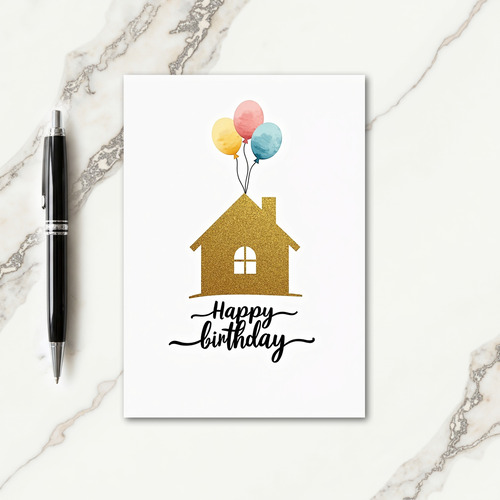 Balloon House Birthday Card