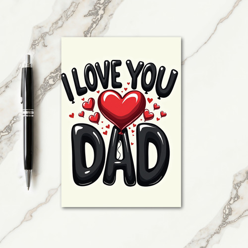 Balloon Lettering Fathers Day Card