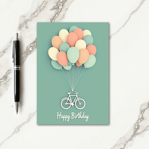 Balloons And Bike Birthday Card