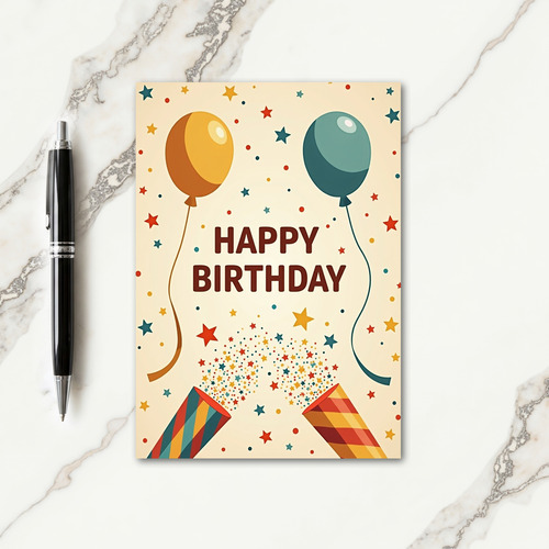Balloons And Confetti Birthday Card