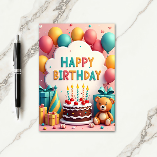 Balloons Birthday Scene Card