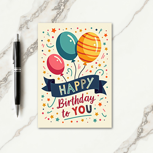 Balloons Confetti Birthday Card
