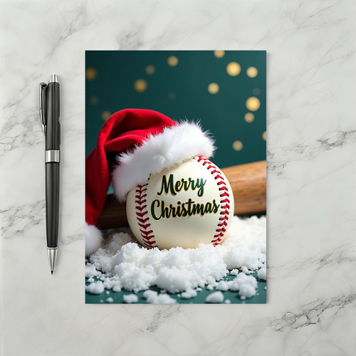 Baseball Holiday Merry Christmas Card
