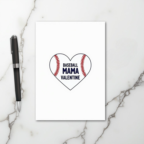 Baseball Mama Valentine Heart Card