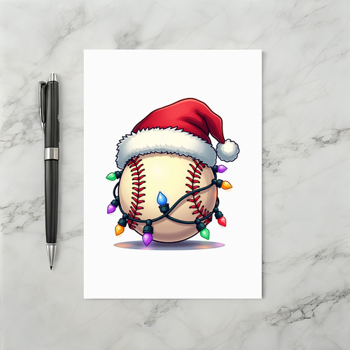 Baseball Santa Hat Holiday Lights