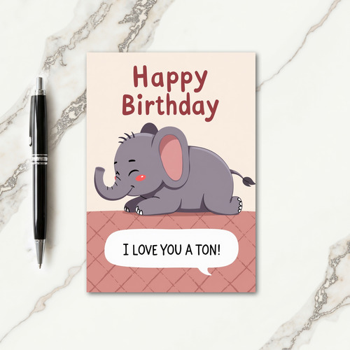 Bashful Elephant Birthday Card