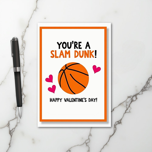 Basketball Valentine Slam Dunk Card