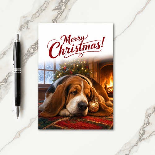 Basset Hound Christmas Card