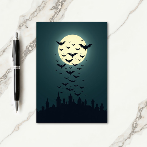 Bats Flying Over Castle Card