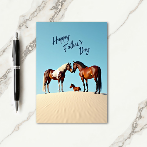 Bay Piebald Fathers Day Scene Card
