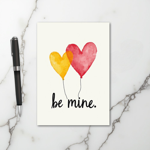 Be Mine Heart Balloons Love Card